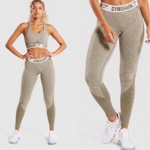 Gymshark Flex Leggings Khaki/Sand SZ Medium